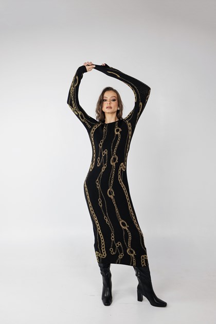 SOLD OUT - Gold Chain Knit Lurex Dress
