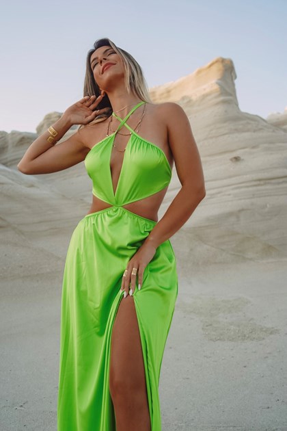 Lime cut-out dress